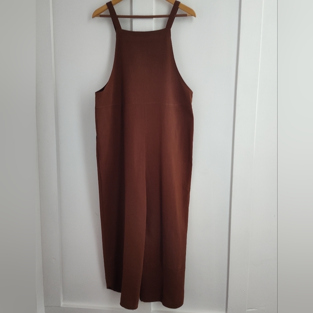 Women's Cinnamon Brown Boho Cotton Flax Overall Romper | Size Medium - Picture 4 of 8